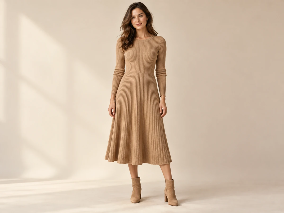 Garment reference fitted onto a person with realistic fabric folds