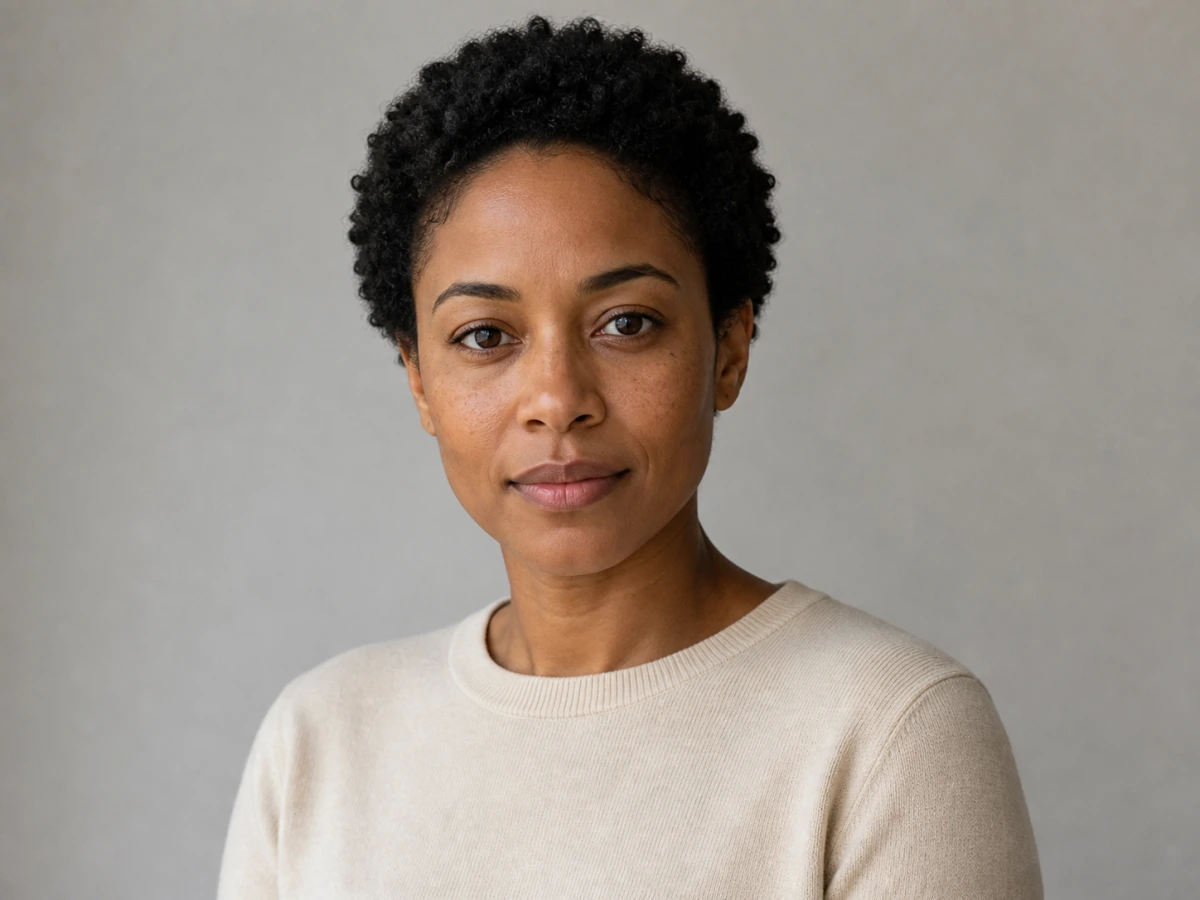 Portrait in neutral daylight before AI editing