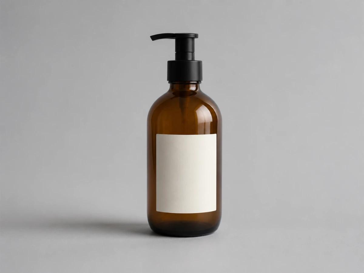 Product bottle on a plain background before AI editing