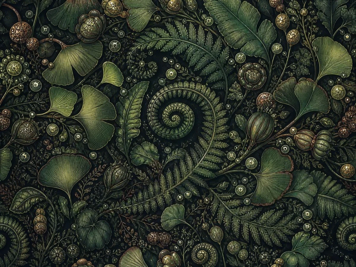 Upscaled botanical texture artwork with refined line detail