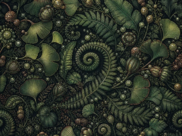 Low-resolution botanical texture artwork before upscaling