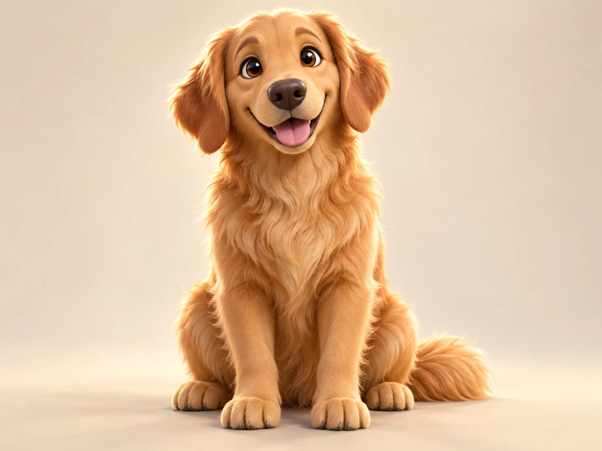 Rounded 3D toon style cartoon of a pet converted from a photograph