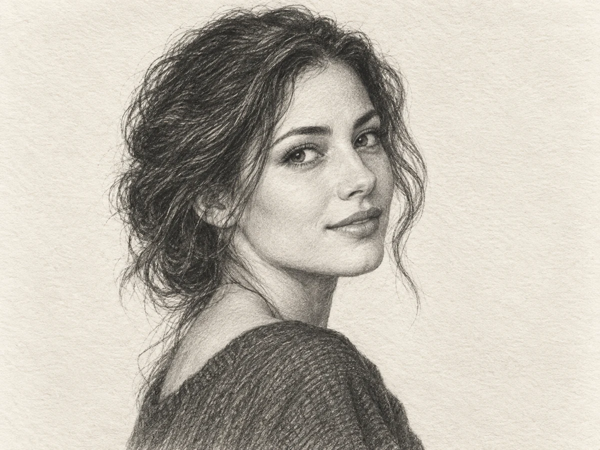 Graphite pencil sketch portrait study