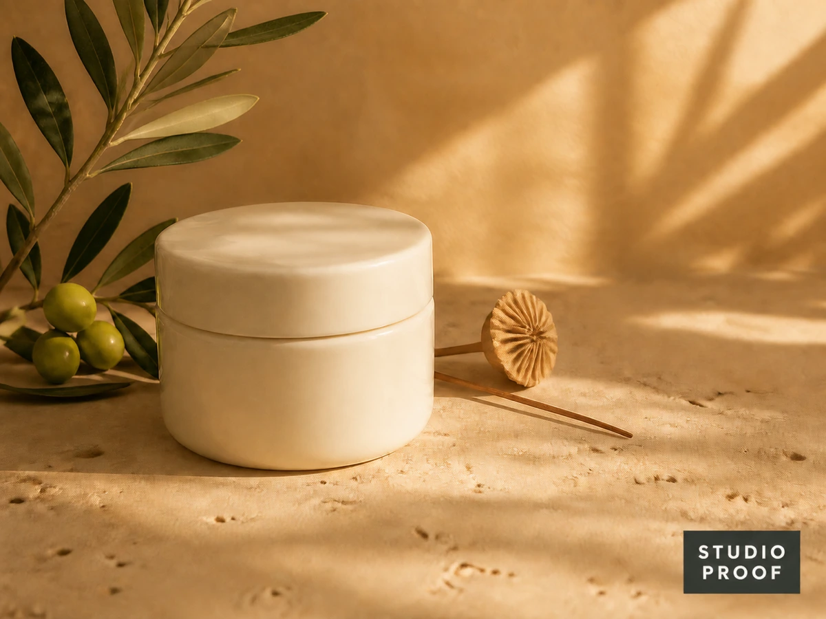 Authorized product photograph before removing a corner studio watermark