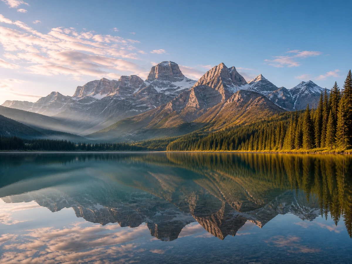 Reconstructed travel image with a clean horizon and natural reflections
