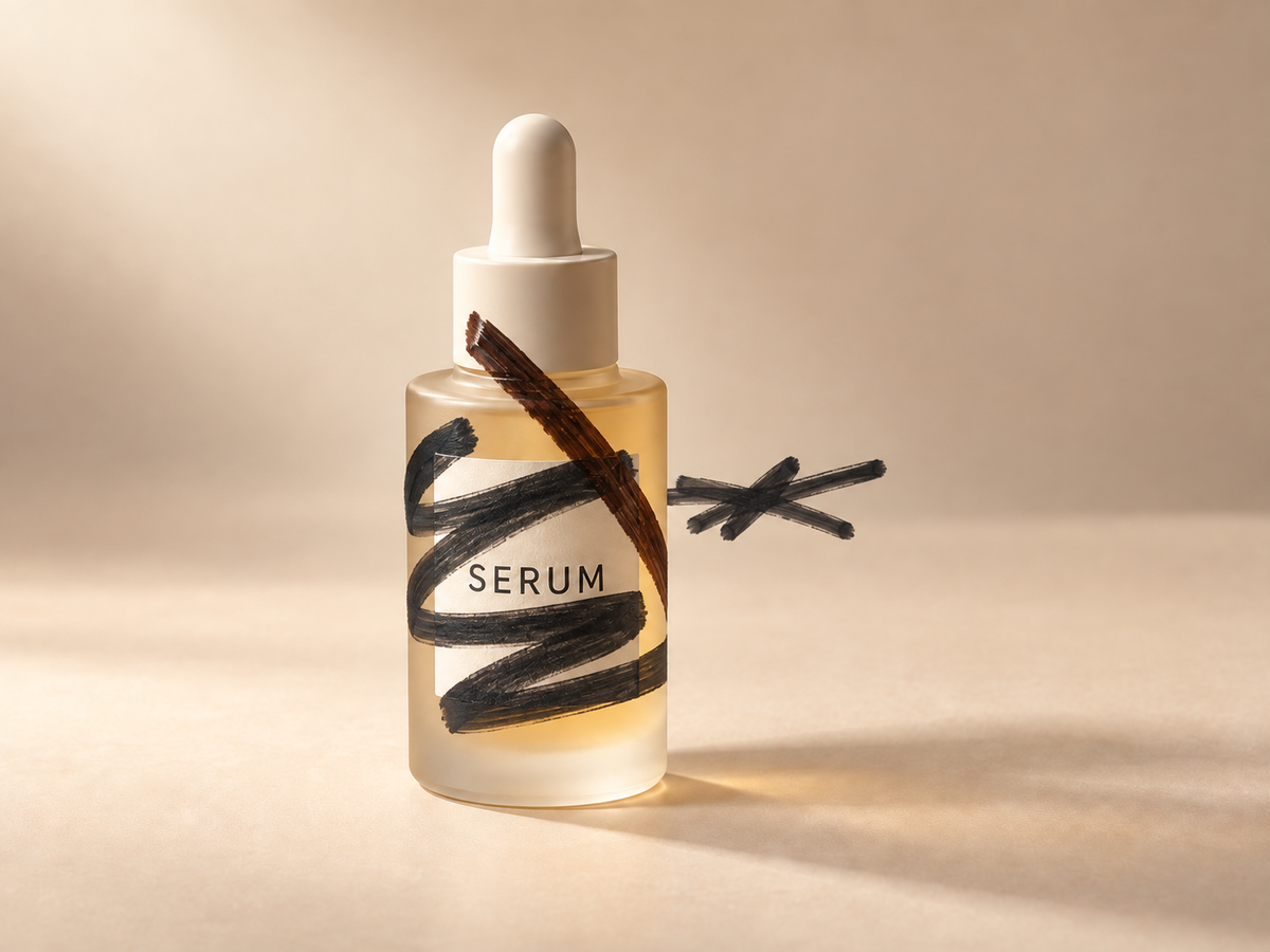 AI illustration of a product photograph with thick hand-drawn marker marks over the packaging