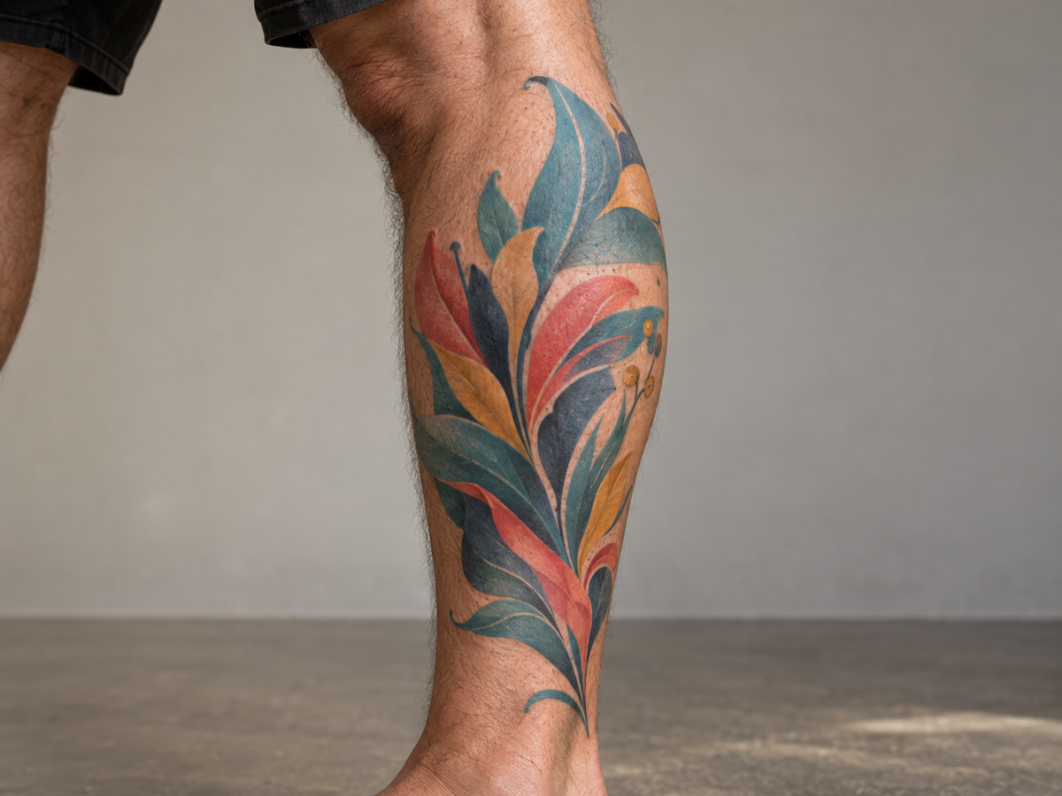 AI illustration of a calf photograph before removing a saturated color tattoo