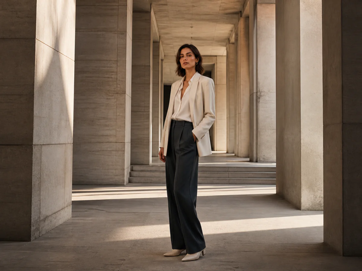 Expanded-frame editorial portrait concept with additional architectural surroundings